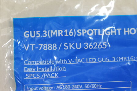 V-Tac Spotlight holder GU5.3 5 Pcs /PAck