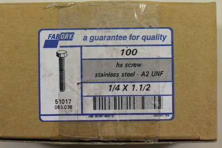 FINISHED HEX BOLTS - STAINLESS STEEL A2 Fabory 51017 063.038