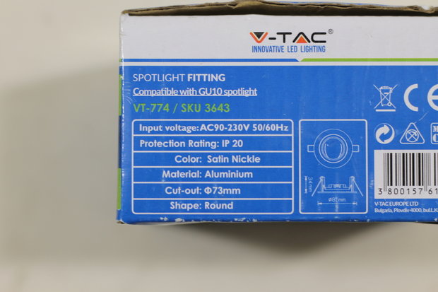 V-Tac Spotlight Fitting Compatible with GU10 Spotlight